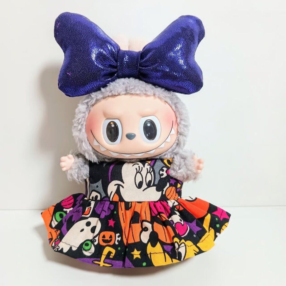 Labubu Halloween Minnie Mouse Ghost Dress with Oversized Bow Outfit